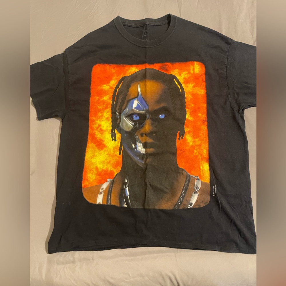 Travis Scott Black T-Shirt with Cyborg Graphic